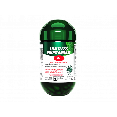 LIMITLESS PROSTANORM MAX ( ZINC 15 MG +SELENIUM 100 MCG + PYGEUM RESINOUS 100 MG + SAW PALMETTO 900 MG + STINGING NETTLE 100 MG + PUMPKIN SEED OIL 200 MG + TOMATO EXTRACT 5 MG ) 30 FILM-COATED TABLETS